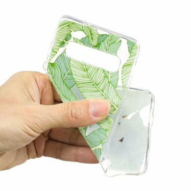 Силіконовий (TPU) чохол Deexe Pretty Glossy для Samsung Galaxy S10 (G973) - Green Leaves