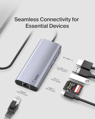 USB HUB Belkin 6 in 1 Multiport Dock (AVC008BTSGY) - Grey