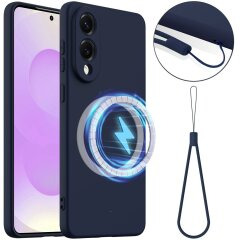 Защитный чехол Deexe Silicone Case with MagSafe для Samsung Galaxy S25 Edge (S937) - Dark Blue