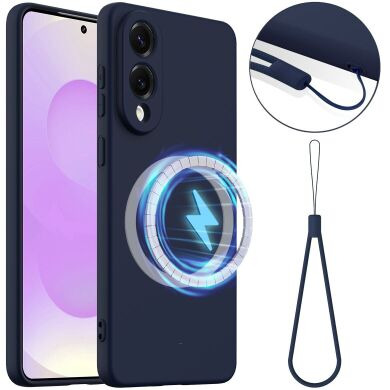 Защитный чехол Deexe Silicone Case with MagSafe для Samsung Galaxy S25 Edge (S937) - Dark Blue