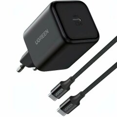 Сетевое зарядное устройство UGREEN X524 GaN 45W Type-C + кабель Type-C to Type-C (65054) - Black