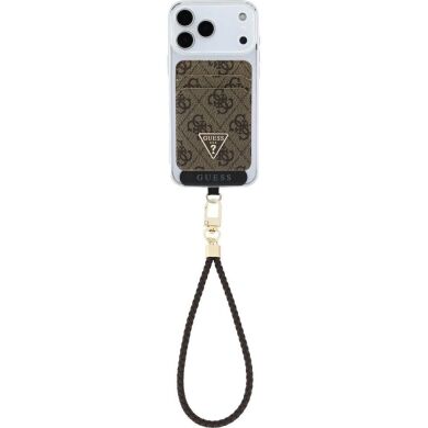 Кардхолдер с ремешком для смартфона Guess triangle MagSafe (GUBPWMWSP4GTW) - Brown