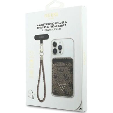 Кардхолдер с ремешком для смартфона Guess triangle MagSafe (GUBPWMWSP4GTW) - Brown