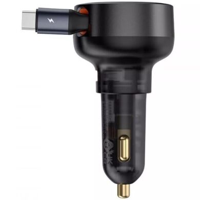 Автомобильное зарядное устройство Baseus Enjoyment Pro Retractable (60W) + кабель Type-C (C00057802111) - Black