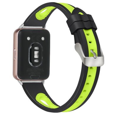 Ремінець Deexe Holes Design для Samsung Galaxy Fit 3 - Black / Green