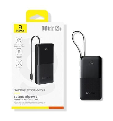 Зовнішній акумулятор Baseus Bipow 2 (20W) 10000mAh + кабель Type-C P10077101113-00 - Black