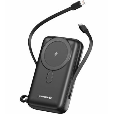 Внешний аккумулятор SWISSTEN MagSafe 22.5W (20000mAh) + кабель Type-C + Lightning - Black
