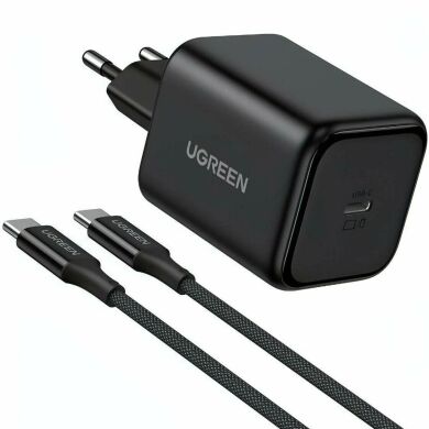 Сетевое зарядное устройство UGREEN X524 GaN 45W Type-C + кабель Type-C to Type-C (65054) - Black