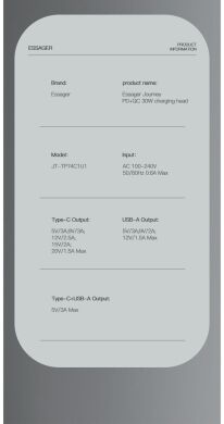 Мережевий зарядний пристрій ESSAGER 30W Journey Fast Charger PD+QC (ECTPQS-ZTB01) - Black