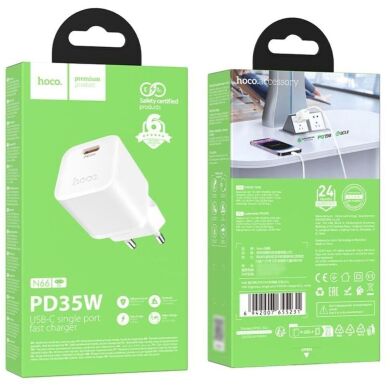 Мережевий зарядний пристрій Hoco N66 PD35W - White