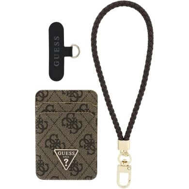 Кардхолдер с ремешком для смартфона Guess triangle MagSafe (GUBPWMWSP4GTW) - Brown