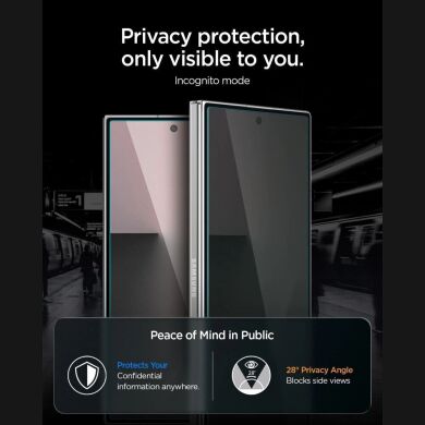 Комплект защитных стекол (2шт) Spigen GLAS.tR EZ Fit Pro Privacy Set для Samsung Galaxy Fold 8 Ultra / Fold 7 (AGL12250) - Black