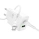 Мережевий зарядний пристрій Hoco N71 PD30W + QC3.0 + кабель Type-C to Type-C - White