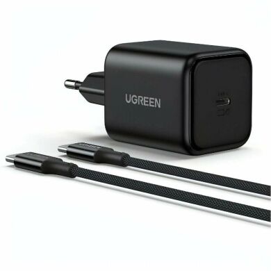 Сетевое зарядное устройство UGREEN X524 GaN 45W Type-C + кабель Type-C to Type-C (65054) - Black