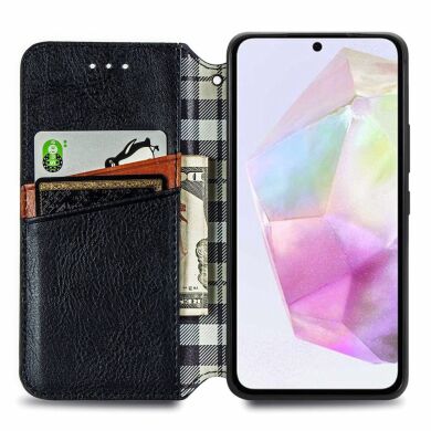 Чехол Deexe Rhombus Wallet для Samsung Galaxy A35 (A356) - Black
