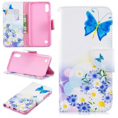 Чохол-книжка Deexe Color Wallet для Samsung Galaxy A10 (A105), Blue Butterfly and Flowers