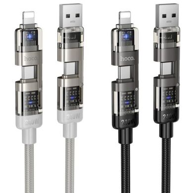 Кабель Hoco U151 3 in 1 USB+Type-C to Type-C+Lighting 240W (1m) - Black