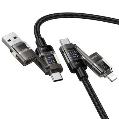 Кабель Hoco U151 3 in 1 USB+Type-C to Type-C+Lighting 240W (1m) - Black