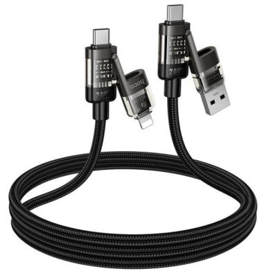 Кабель Hoco U151 3 in 1 USB+Type-C to Type-C+Lighting 240W (1m) - Black