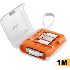 Кабель с комплектом адаптеров TOOCKI TX130C2 Retractable - White / Orange
