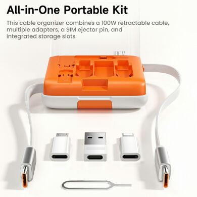 Кабель с комплектом адаптеров TOOCKI TX130C2 Retractable - White / Orange