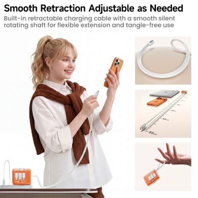 Кабель с комплектом адаптеров TOOCKI TX130C2 Retractable - White / Orange