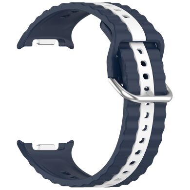 Ремешок Reframe Vertical Strip для Samsung Galaxy Watch 8 (40/44mm) / 8 Classic / Ultra (2025) - Midnight Blue / White