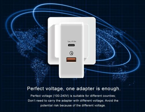 Сетевое зарядное устройство T-PHOX 48W Fast Charge TYPE-C PD (30W+QC3.0, 18W) - Black