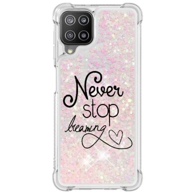 Силиконовый (TPU) чехол Deexe Fashion Glitter для Samsung Galaxy A22 (A225) / M22 (M225) - Never Stop Dreaming