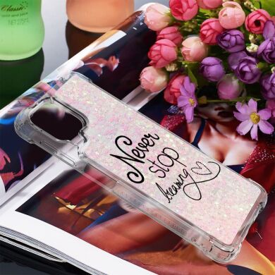 Силиконовый (TPU) чехол Deexe Fashion Glitter для Samsung Galaxy A22 (A225) / M22 (M225) - Never Stop Dreaming