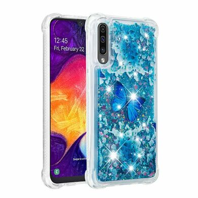 Силиконовый (TPU) чехол Deexe Fashion Glitter для Samsung Galaxy A50 (A505) / A30s (A307) / A50s (A507) - Blue Butterfly