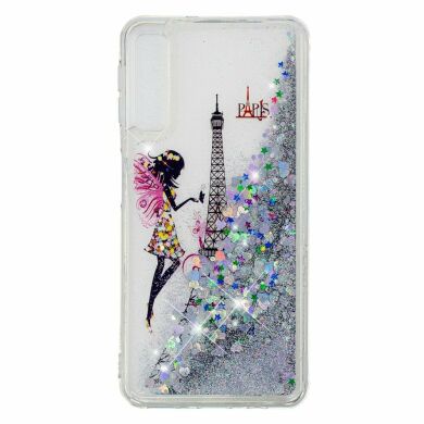 Силиконовый (TPU) чехол Deexe Liquid Glitter для Samsung Galaxy A7 2018 (A750) - Eiffel Tower