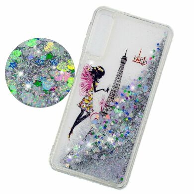 Силиконовый (TPU) чехол Deexe Liquid Glitter для Samsung Galaxy A7 2018 (A750) - Eiffel Tower