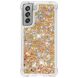 Силиконовый (TPU) чехол Deexe Liquid Glitter для Samsung Galaxy S21 FE (G990) - Gold Hearts. Фото 3 из 7