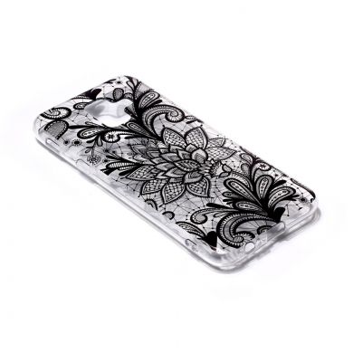 Силіконовий (TPU) чохол Deexe Pretty Glossy для Samsung Galaxy A6 2018 (A600) - Black Lace Flower