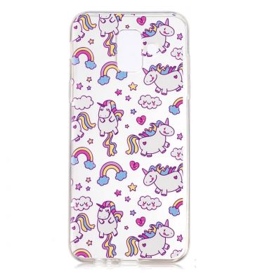 Силиконовый (TPU) чехол Deexe Pretty Glossy для Samsung Galaxy A6 2018 (A600) - Unicorn Pattern B