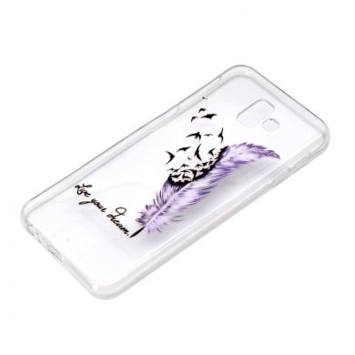 Силиконовый (TPU) чехол Deexe Pretty Glossy для Samsung Galaxy J6+ (J610) - Purple Feather and Bird