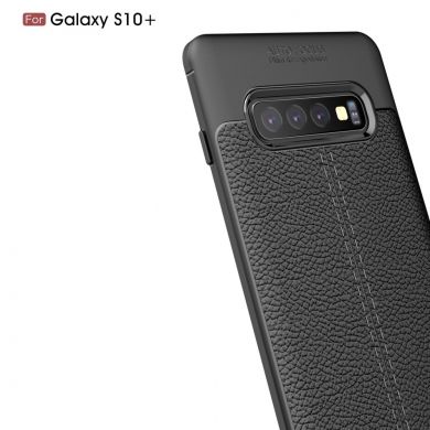 Защитный чехол Deexe Leather Cover для Samsung Galaxy S10 Plus - Black