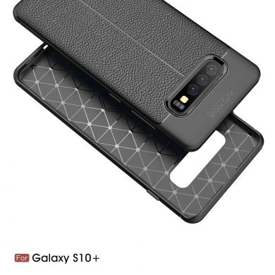Защитный чехол Deexe Leather Cover для Samsung Galaxy S10 Plus - Black