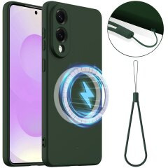 Защитный чехол Deexe Silicone Case with MagSafe для Samsung Galaxy S25 Edge (S937) - Dark Green
