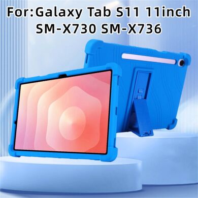 Захисний чохол Deexe Silicone Kickstand для Samsung Galaxy Tab S11 (X730/X736) - Dark Blue