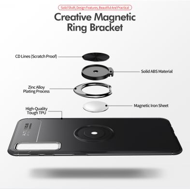 Захисний чохол UniCase Magnetic Ring для Samsung Galaxy A7 2018 (A750), Black/Red
