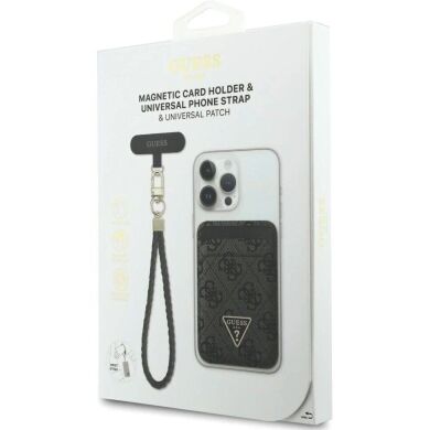 Кардхолдер с ремешком для смартфона Guess triangle MagSafe (GUBPWMWSP4GTK) - Black