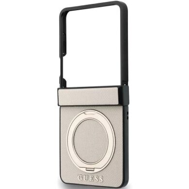 Защитный чехол Guess Magnetic Ring Stand Grained Classic Logo MagSafe для Samsung Galaxy Flip 8 (GUHMZF86PSGRSCLE) - Beige