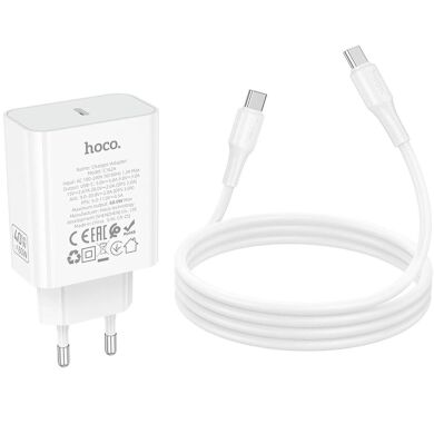 Сетевое зарядное устройство Hoco C612A PD40W (Type-C) + кабель Type-C to Type-C - White