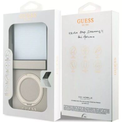 Защитный чехол Guess Magnetic Ring Stand Grained Classic Logo MagSafe для Samsung Galaxy Flip 8 (GUHMZF86PSGRSCLE) - Beige
