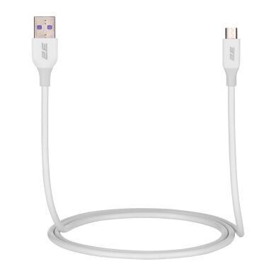 Кабель 2E Glow USB to MicroUSB (3A, 1m) - White