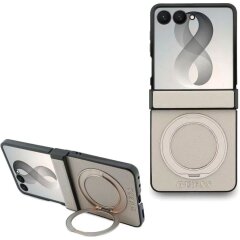 Защитный чехол Guess Magnetic Ring Stand Grained Classic Logo MagSafe для Samsung Galaxy Flip 8 (GUHMZF86PSGRSCLE) - Beige
