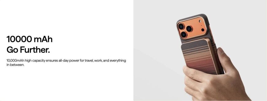 Внешний аккумулятор Pitaka Aramid Fiber Magnetic Qi2 20W (10000mAh) PBQ2503 - Moonrise