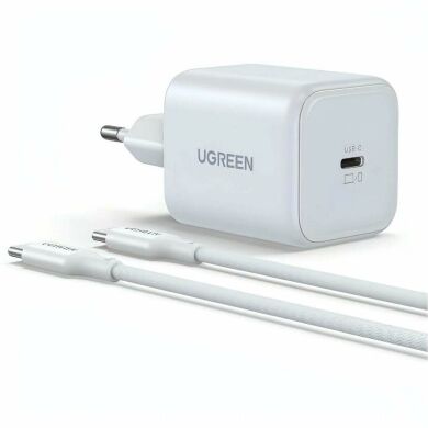 Сетевое зарядное устройство UGREEN X524 GaN 45W Type-C + кабель Type-C to Type-C (65055) - White